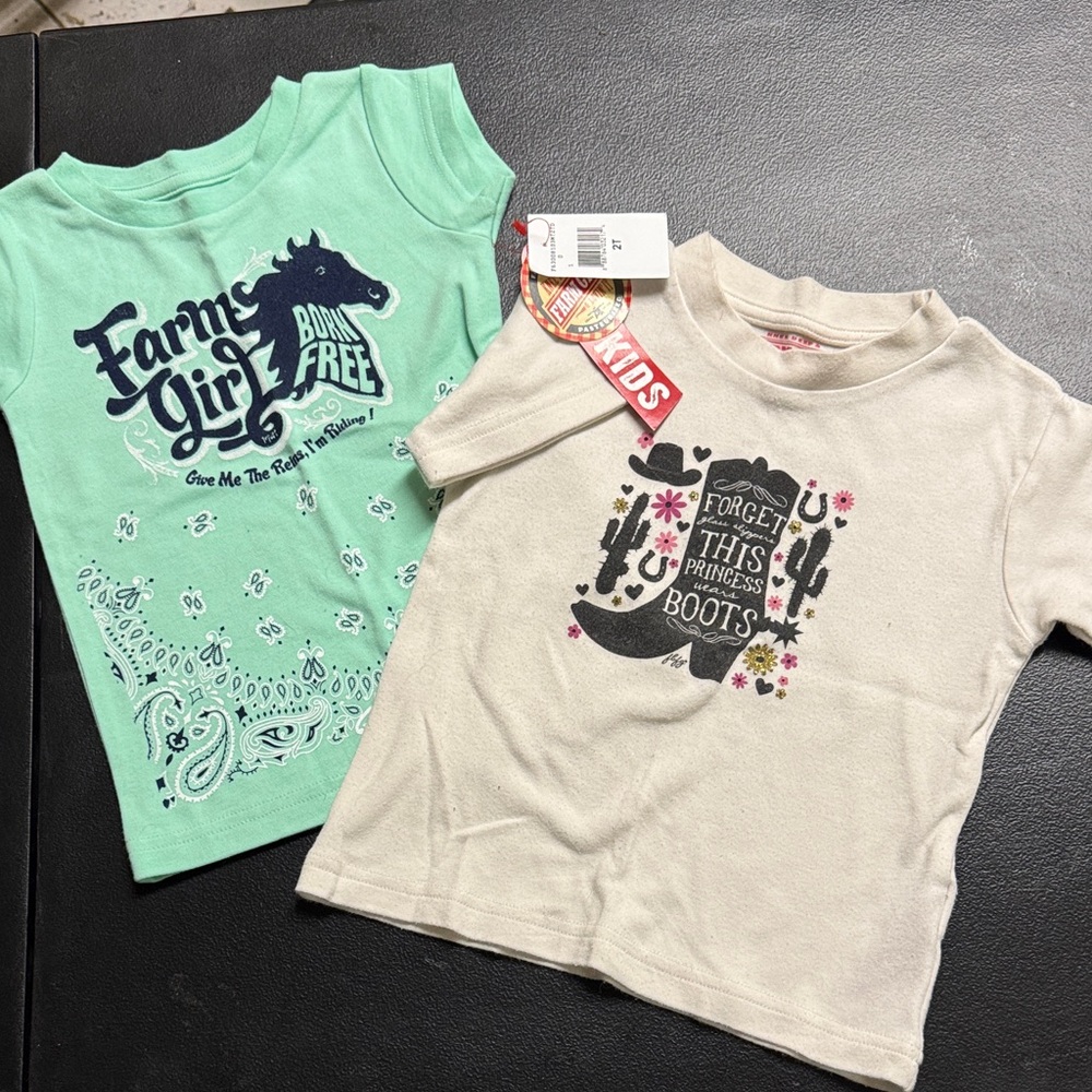 Kids' Farm Girl Mint Tee & Cream 'Boots' Graphic Tee - Set
